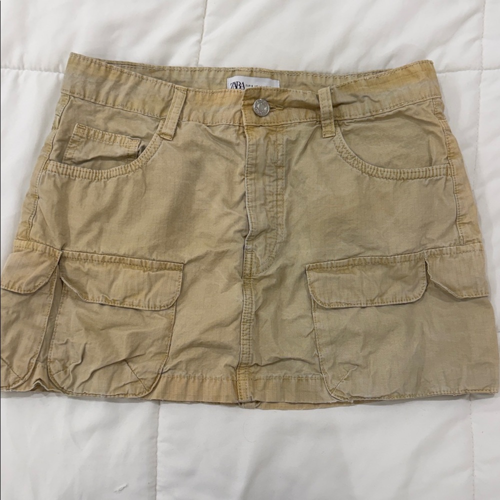 Zara Tan Cargo Mini Skirt